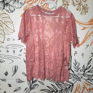 Plus Size Pink/Blush Lace Top
